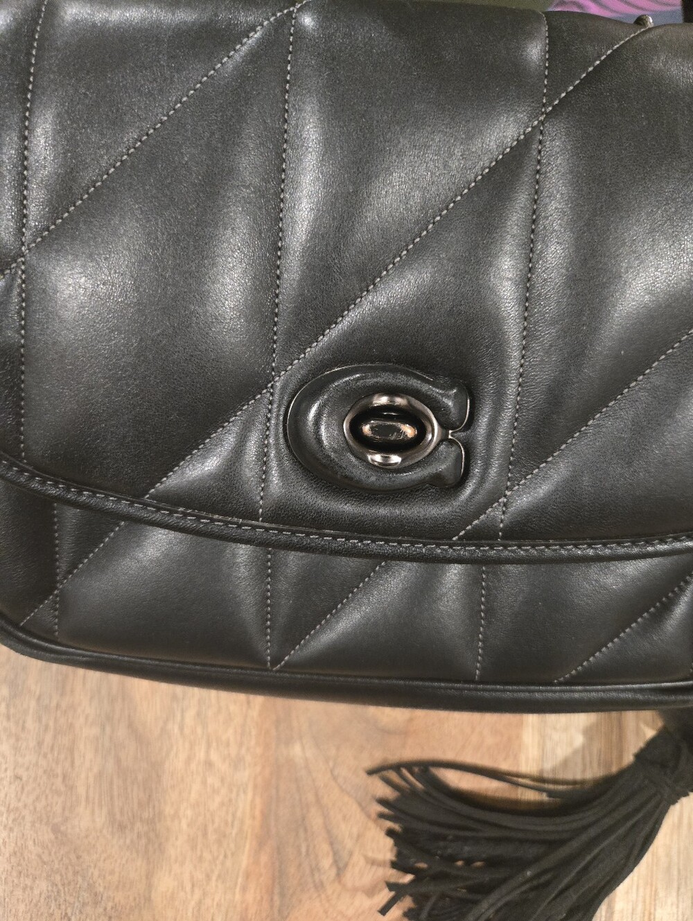 Coach Black Quilted Madison  Shoulder Bag - Picture 2 of 9